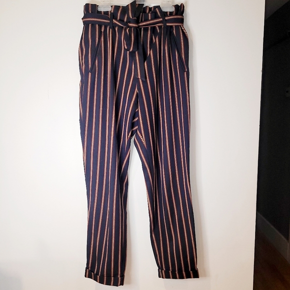 💖Zara Trafaluc Striped Belted Pants. Size Small - Picture 3 of 7